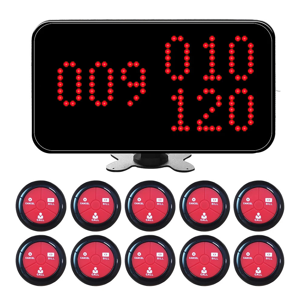 

Ycall KOQI Restaurant Waiter Call System 3-Digit Number Display Host Receiver 10 Hookah Call Bell Button Voice Monitoring Pager