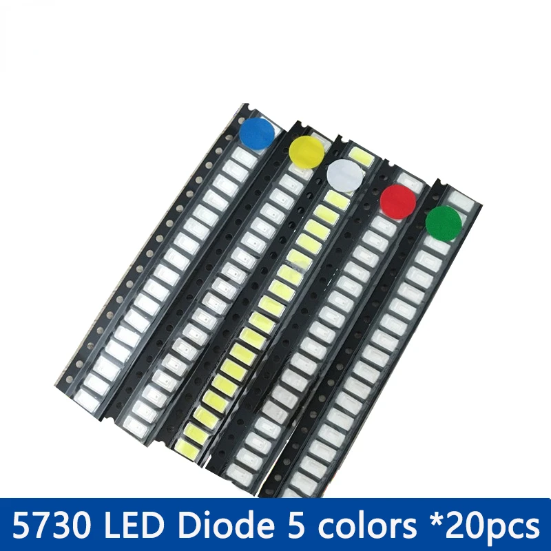 100pcs/lot LED Diodes Assorted Kit 0603 0805 1206 1210 3528 5050 5730 SMD LED Red Yellow Green White Blue Light Emitting Diode