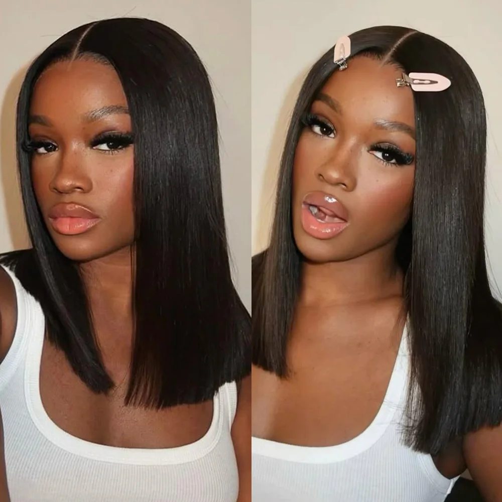 Raw Hair Vietnamese 250 Density 100% Human Hair Lace Frontal Wigs Straight Natural Black 13x4 Bob Wig Lace Front Human Hair Wigs