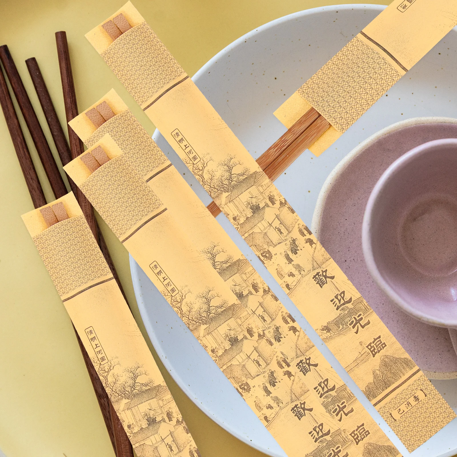 

500pcs Chopsticks Wrapping Paper Set Storage Pouch BBQ Picnic Travel Cutlery Sleeve Disposable Packing