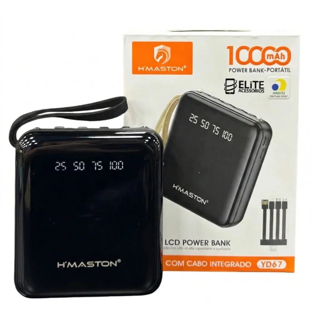 h'maston-yd67-ポータブル-パワーバンク-チャージャー-4ケーブル付き-10000mah-スマートledインジケーター搭載