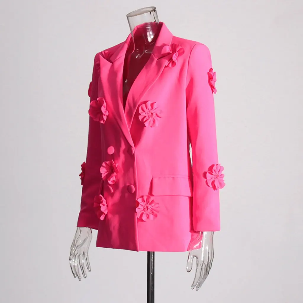 

Elegant Versatile Women's Suit Jacket Celebrity Style Small Fit High-End Feel Flower Splicing Autumn New Fashion for Women
