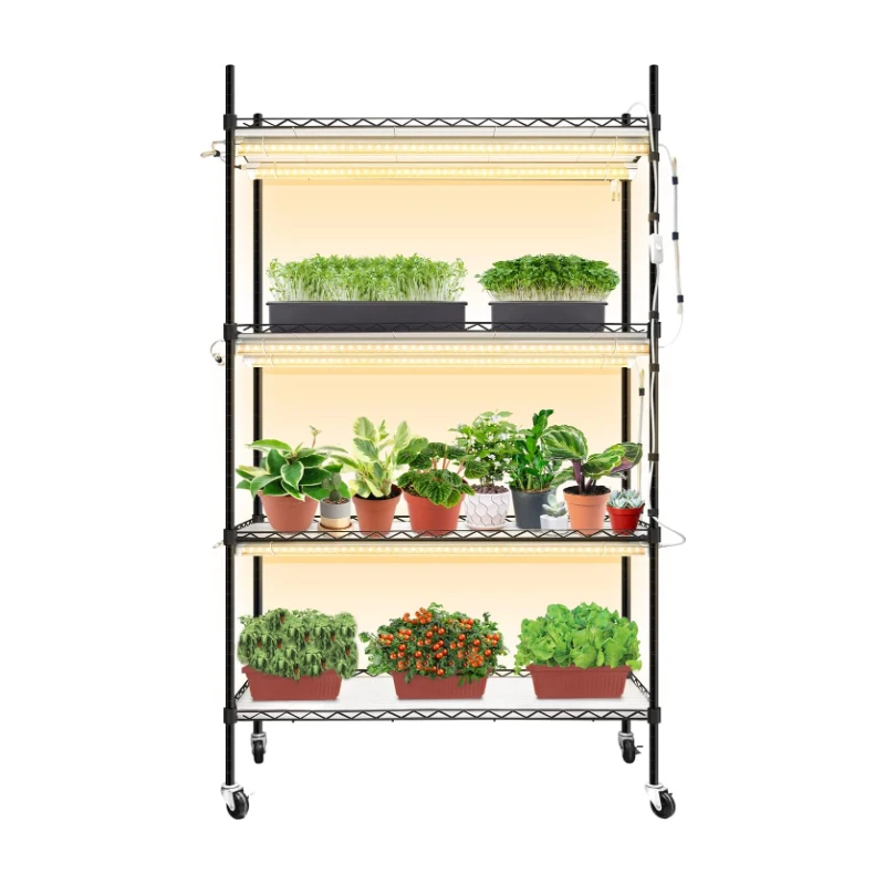 

Heavy Duty Metal Rack with Wheels for Indoor Plants Powder Coated Industrial Wire Shelves Metal Wire Shelf With Caster Wheel