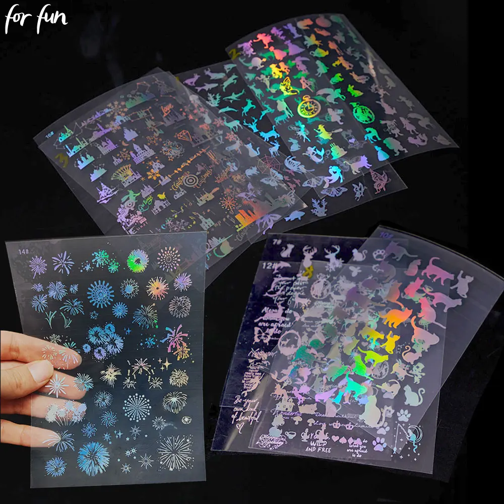 For Fun 1PC DIY Laser Decorative Sticker for Resin Silicone Molds Resin Filling 3D Nail Stickers Scrapbook Handmade Decoration