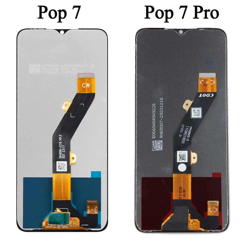 BF6 BF7 BF7h 100% اختبار قسط Lcd ل Tecno Pop 7 عرض محول الأرقام بشاشة تعمل بلمس لوحة الجمعية لشاشة Tecno Pop 7 Pro