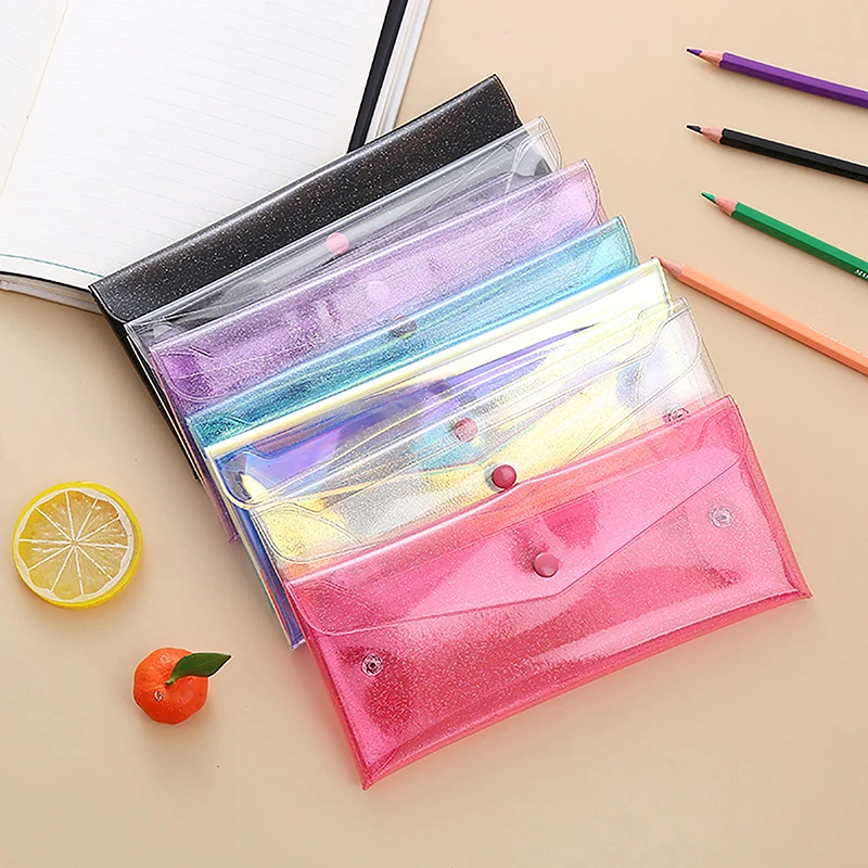 Saco cosmético transparente do laser para meninas, caso da composição, saco do lápis da moeda, bolsa da pena do brilho, sacos escolares bonitos, 1 peça