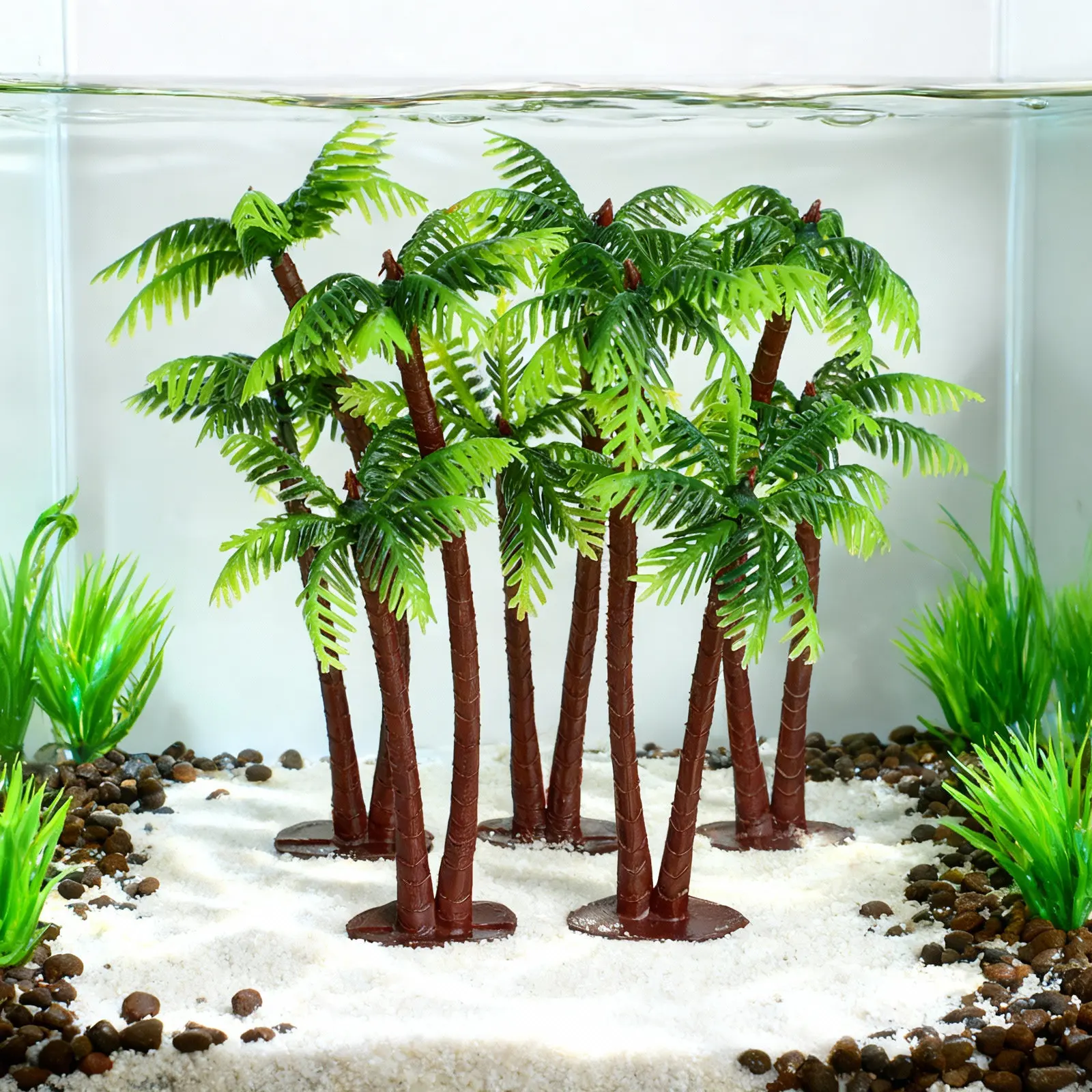 Aquarium Plant Guide - ต้นมะพร้าวพลาสติก 5 ชิ้น ตกแต่งตู้ปลา ต้นไม้ประดับตู้ปลา ตู้เลี้ยงสัตว์เลื้อยคลาน