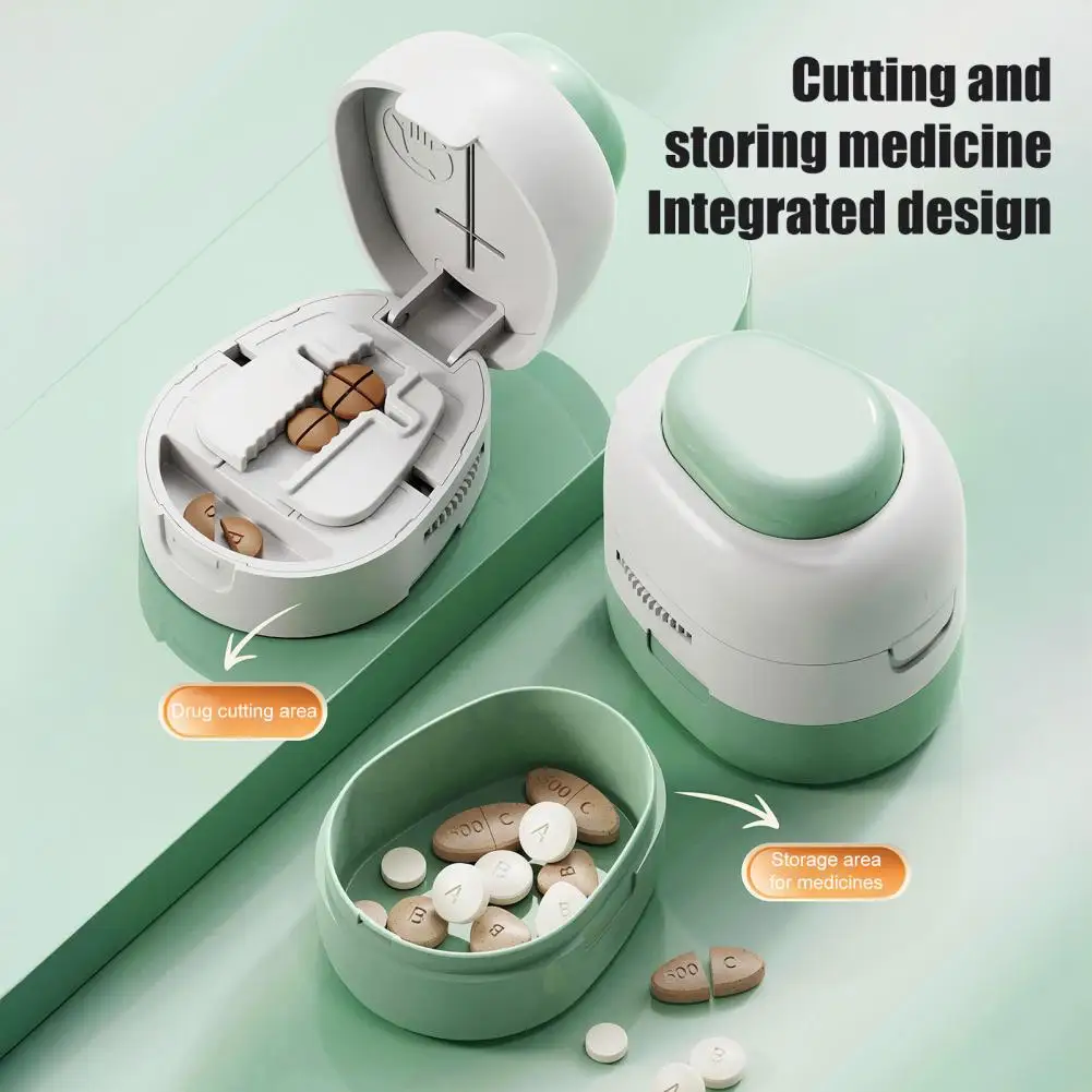 Easy to Use Tablet Cutter 2-in-1 Pill Cutter with Adjustable 1/2 1/4 Splitter Sharp Blade Tablet Cutter Portable for Small
