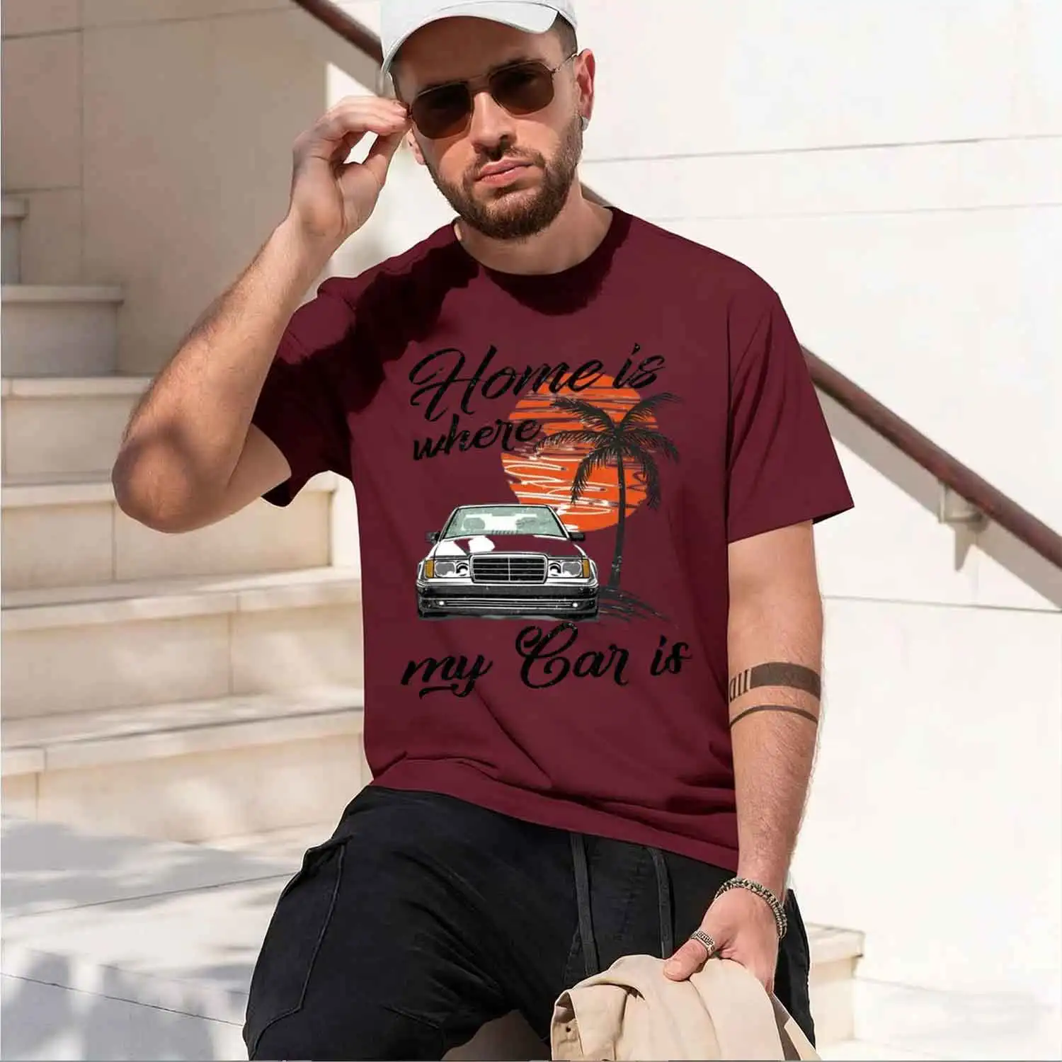 New Summer Fashion Men Short Sve W124 & Quot; y Style T-Shirt Sport Casual White Tops Vintage Car Hip HopTees 2026 New Model Men view 6