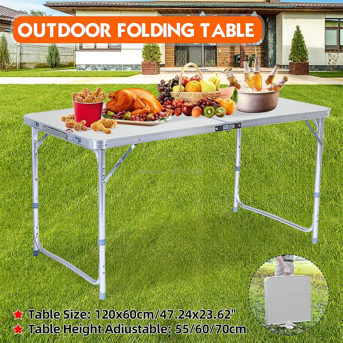 

1.2m Ultra-light Durable Folding Table Desk Outdoor Folding Table Chair Foldable Camping Aluminium Alloy Picnic Table Waterproof