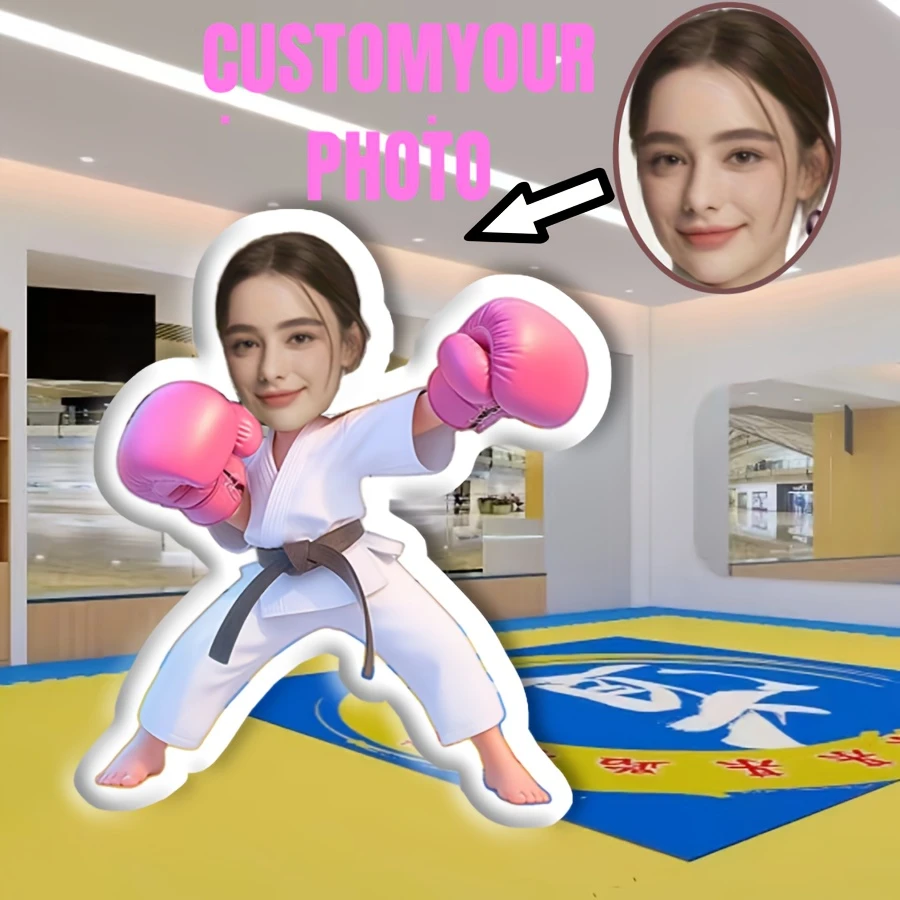Customized Taekwondo Style Photo Pillow- Personalized Long Photo Ugly Pillows with Double-Sided Face Printing Cushion, Dad and M
