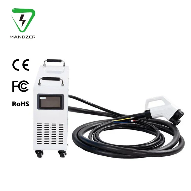 DC Movable CCS Charger Connector Electric Car Screen Display 380V 15KW DC 30KW J1772 Portable Solar Charging Station