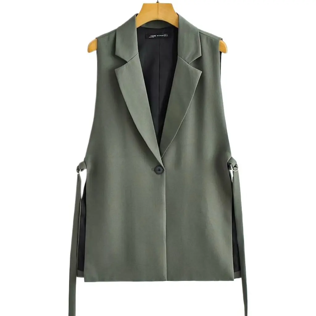

Early Spring Lace-Up Split Vest European American Style Decorative Hot Sale Women's Fashion Top