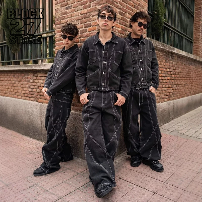 

Mens Jacket Solid Color Denim Coat Harajuku Unisex Loose Fit Casual Streetwear Ins Style Fashion Trend Arrival Classic Outfit