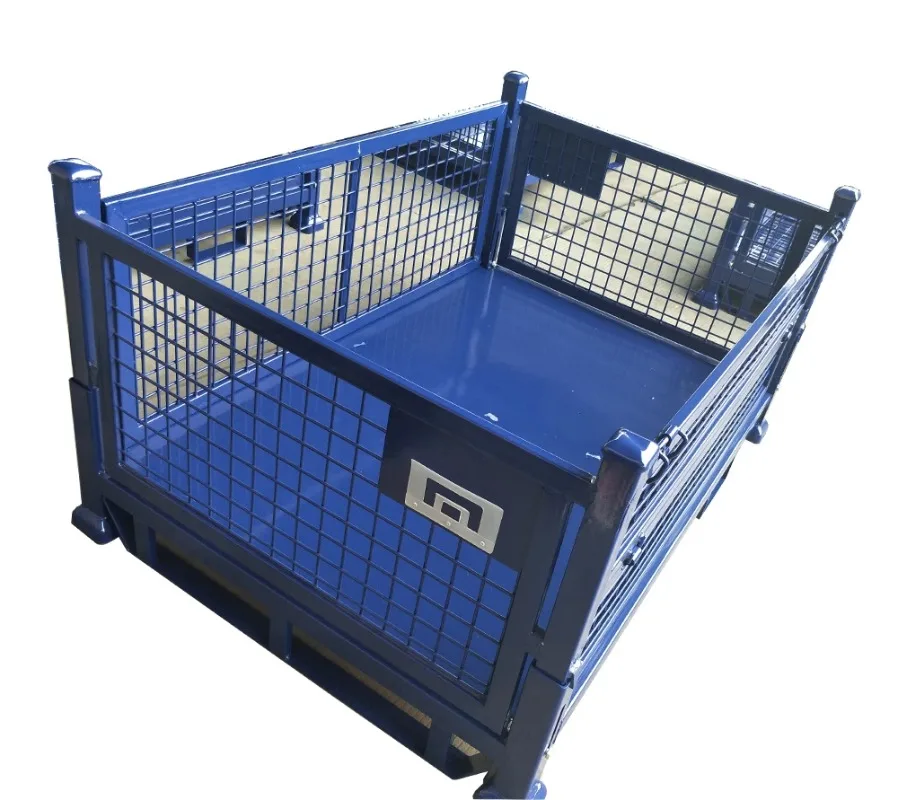 Custom cargo and storage equipment collapsible and lockable wire mesh storage container