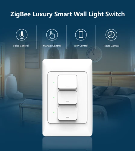 Imagen 2 del producto Interruptor de pared inteligente Tuya Zigbee3.0, pulsador de pared para EE. UU. Y AU, interruptores físicos, Control remoto por voz inalámbrico inteligente, Google Home y Alexa
