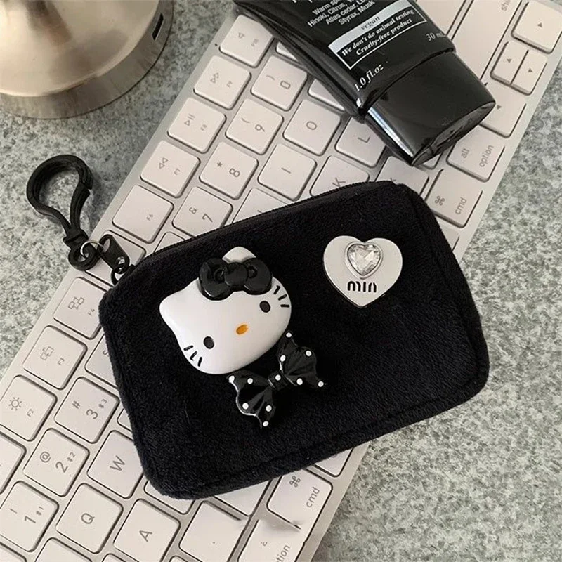 Sanrio Hello Kitty Plush Coin Purse Cute Anime Cartoon KT Cat Headphone Bag Fashion Cosmetic Lipstick Bag Child Holiday Gifts