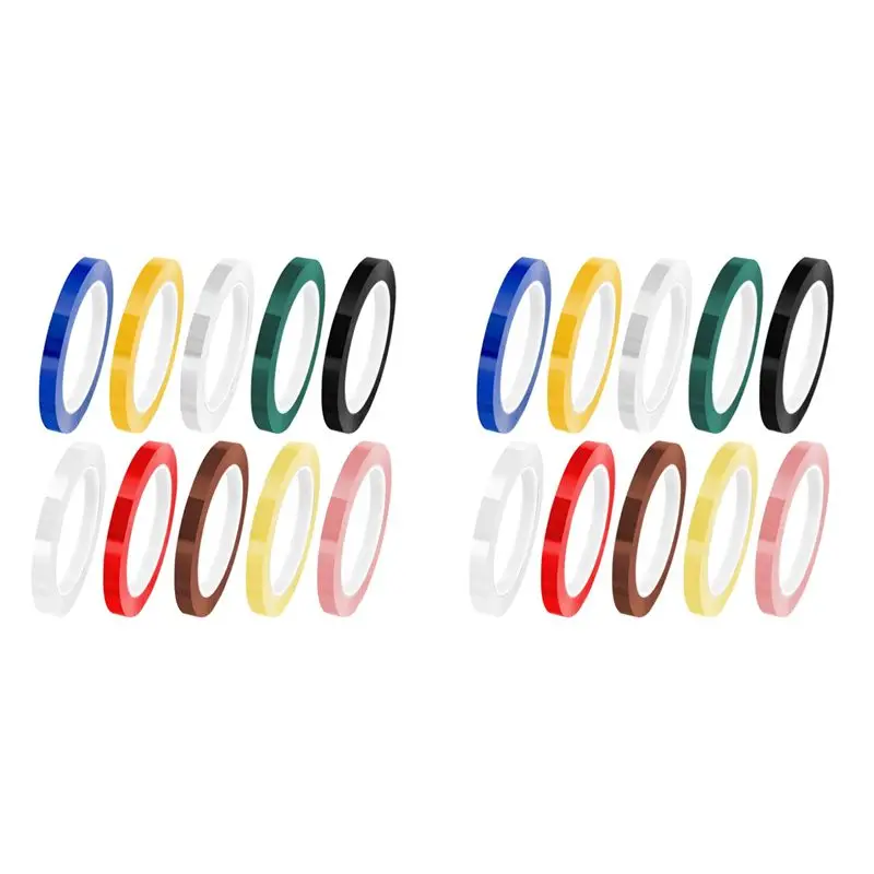 Lightweight 20 Rolls Autoclave Tape 216Ft Colorful Instruments Identification Tape 10 Colors Instruments Tapes 0.315 Inch Width