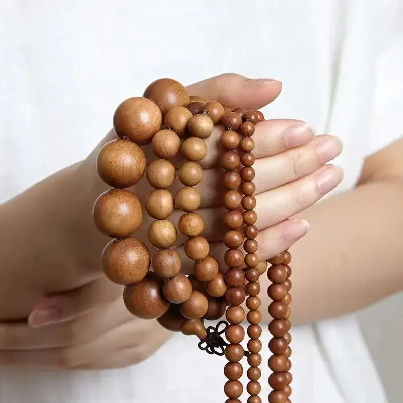 

Pure India Laoshan Sandalwood 2.0 Beads Bracelet Submerged Type Old Materials 108 Pieces Rosary Bracelet Couple Style