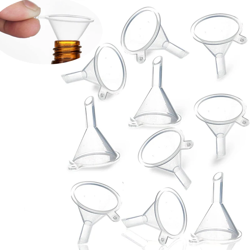 10PCS Mini Plastic Funnel Perfume Diffuser Liquid Oil Small Funnel Filling Perfume Essential Oil Laboratory Distribution Tool