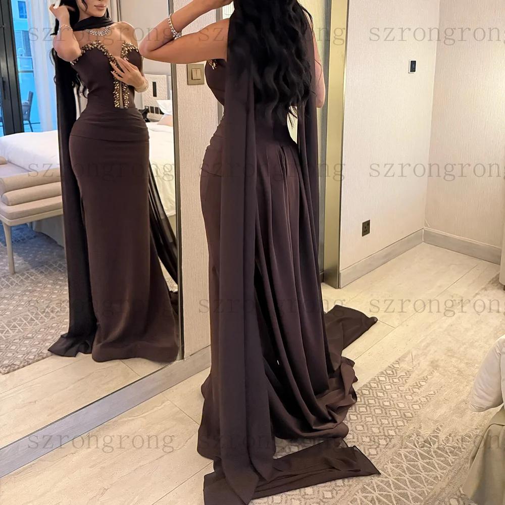 Вечернее платье без бретелек по индивидуальному заказу, со стразами и бисером, с открытой спиной, без рукавов, длинное платье русалки для выпускного вечера, современное длинное вечернее платье