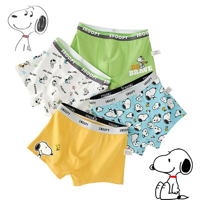 4Pcs/set Snoopy Children Underwear Cartoon Boys Undepants Cotton Breathable Underwear 3-12 Years Comfortable Kids Boxer Briefs