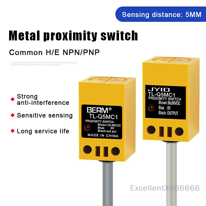 

TL-Q5MC1 TL-Q5MC2 3 Wire NPN PNP Inductive Sensor, Proximity Switch DC 12V 24V, NO NC Sensor TL-Q5MB1