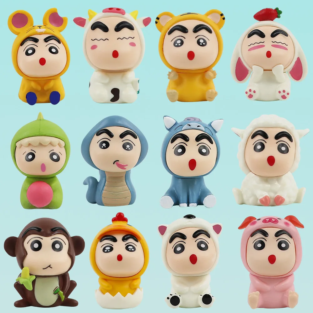 Nuevo 6 unids/set Anime Crayon Shin-chan Cos animal versión Q figuras de acción PVC modelo estatua juguetes muñeca adornos montados en coche regalos