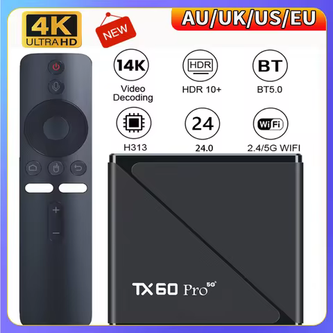 New Smart TV Box Android 24 TV Box 14K 2.4G/5G Dual WiFi 6 Set-top Box Video Media Player 16G/256G Home Set Top Box with Remote
