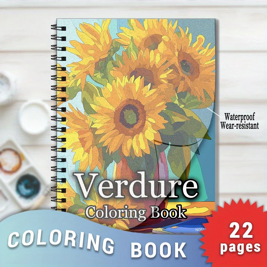 Verdure Coloring Book - 8.3 x 11.2 inches 22 pages coloring book - helps relieve stress and emotions, positive thinking, suitabl