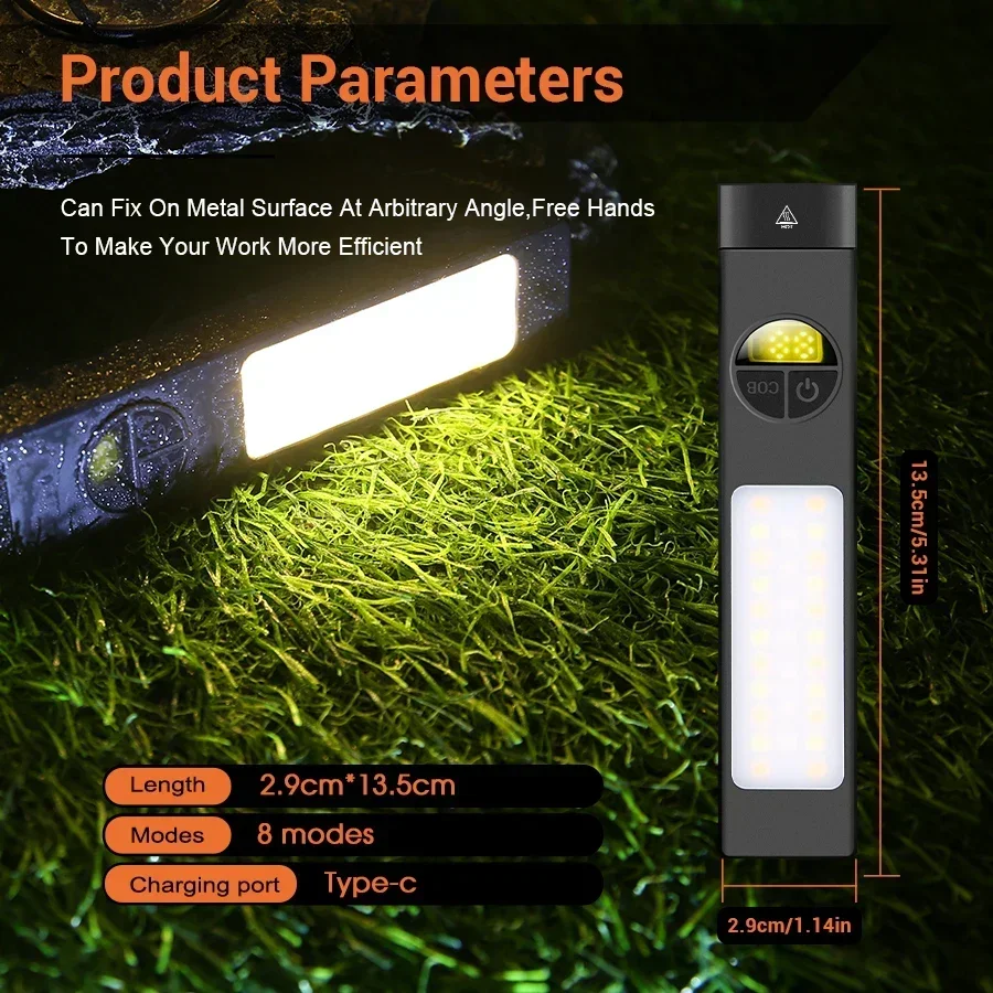 

F2 Portable Pocket Mini Light Waterproof Torch Dual Light Sources Head With Magnet For Outdoor EDC Flashlight 400Lumens