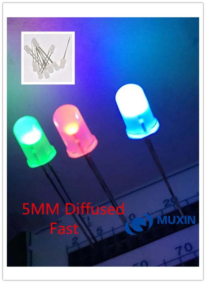 100 pièces F3 F5 3MM 5MM RGB 7 couleurs flash rapide/flash lent LED diode électroluminescente (LED) flash lent diffuse1