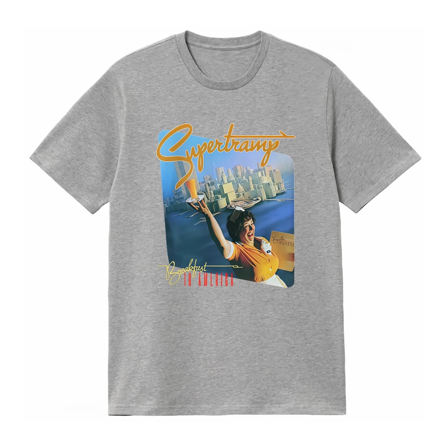 Supertramp Breakfast in America Rock Band Shirt Retro Design High Quality Print Perfect Men's Clothing Women 2026 Summer T Shirt