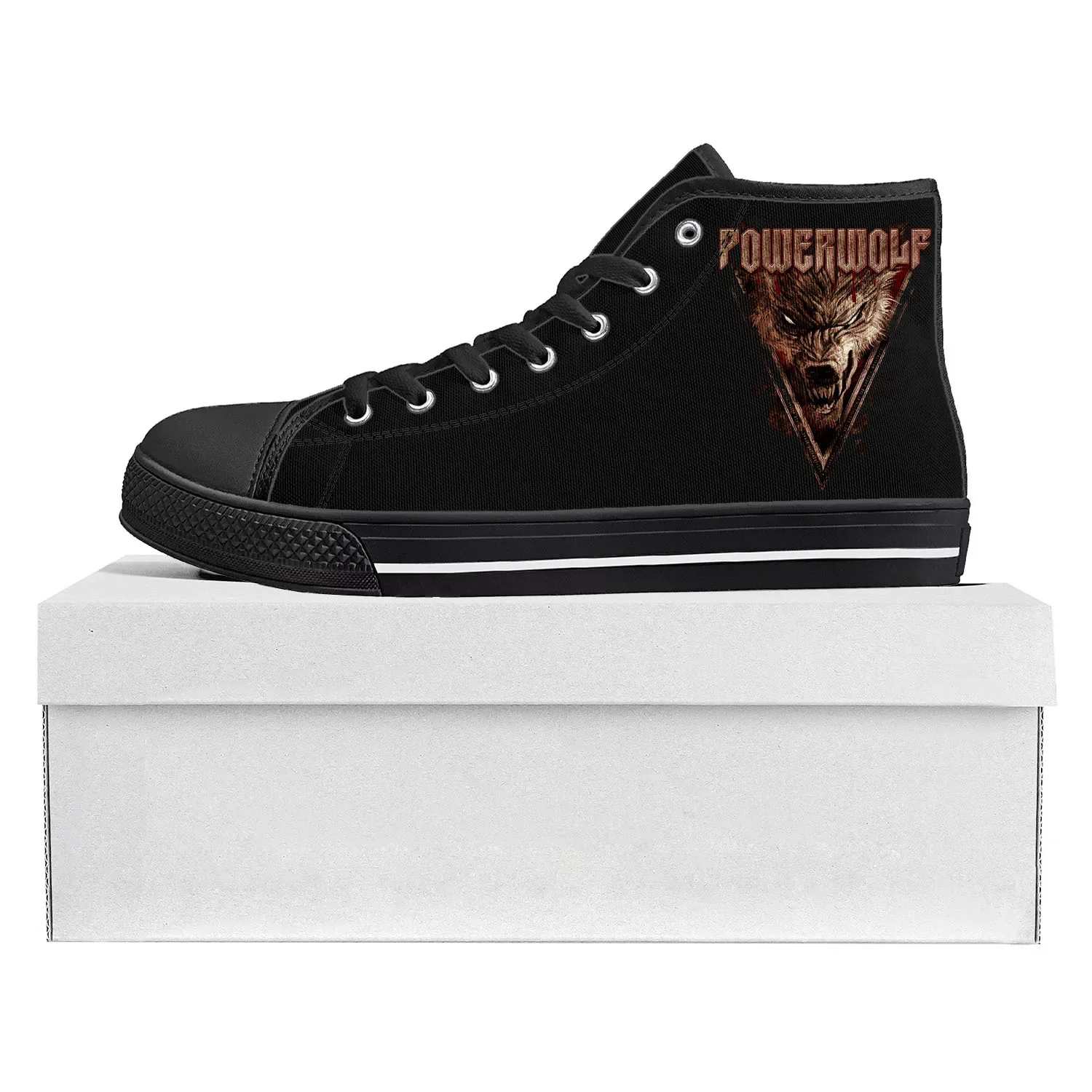 Power Metal Powerwolf Rock Band High Top High Quality Sneakers Mens Womens Teenager Canvas Sneaker Couple Shoe Custom Shoe Black