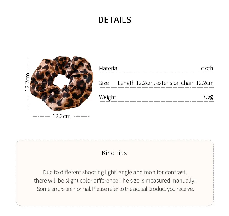 Leopard Printing Vintage Hair Ties for Women Scrunchie Ponytail Loop Holder Stretchy Elastic Hair Bands Head Ropes Accessories image 6