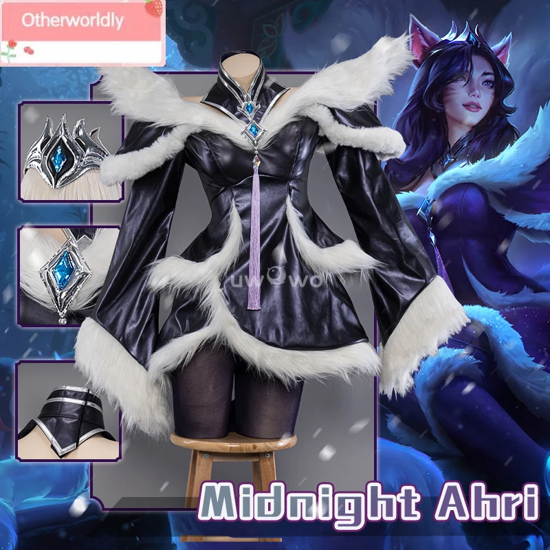 

Женское платье для косплея из «Лиги Легенд»/LOL: Midnight Ahri Foxx, костюм для косплея, новинка, девять хвостов, Лисий мех, Хэллоуин