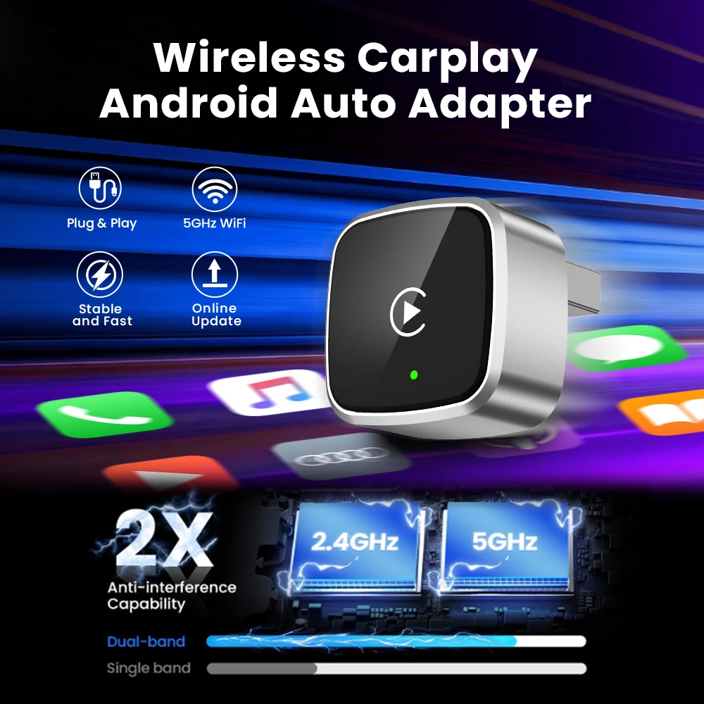 2in1 محول CarPlay اللاسلكي أندرويد السيارات دونغل صندوق ذكي اكسسوارات السيارات نظام ذكي لشركة فولكس فاجن تويوتا هوندا فورد بنز MG #5