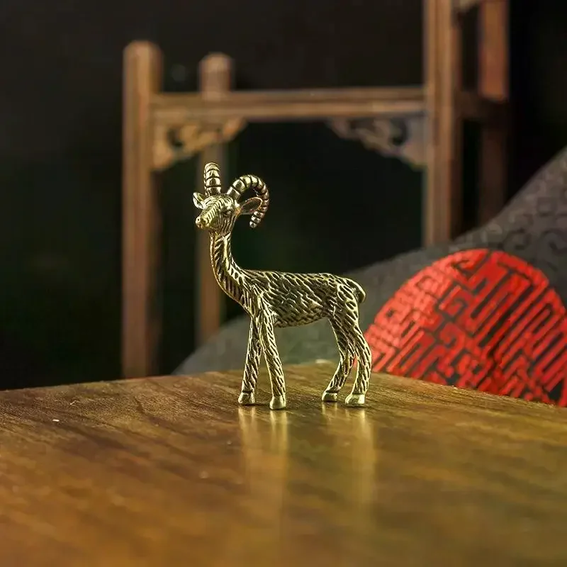 Brass Goat Small Ornament Antique Copper Zodiac Animal Sheep Miniature Figurines Home Decoration Accessories Desktop Decor