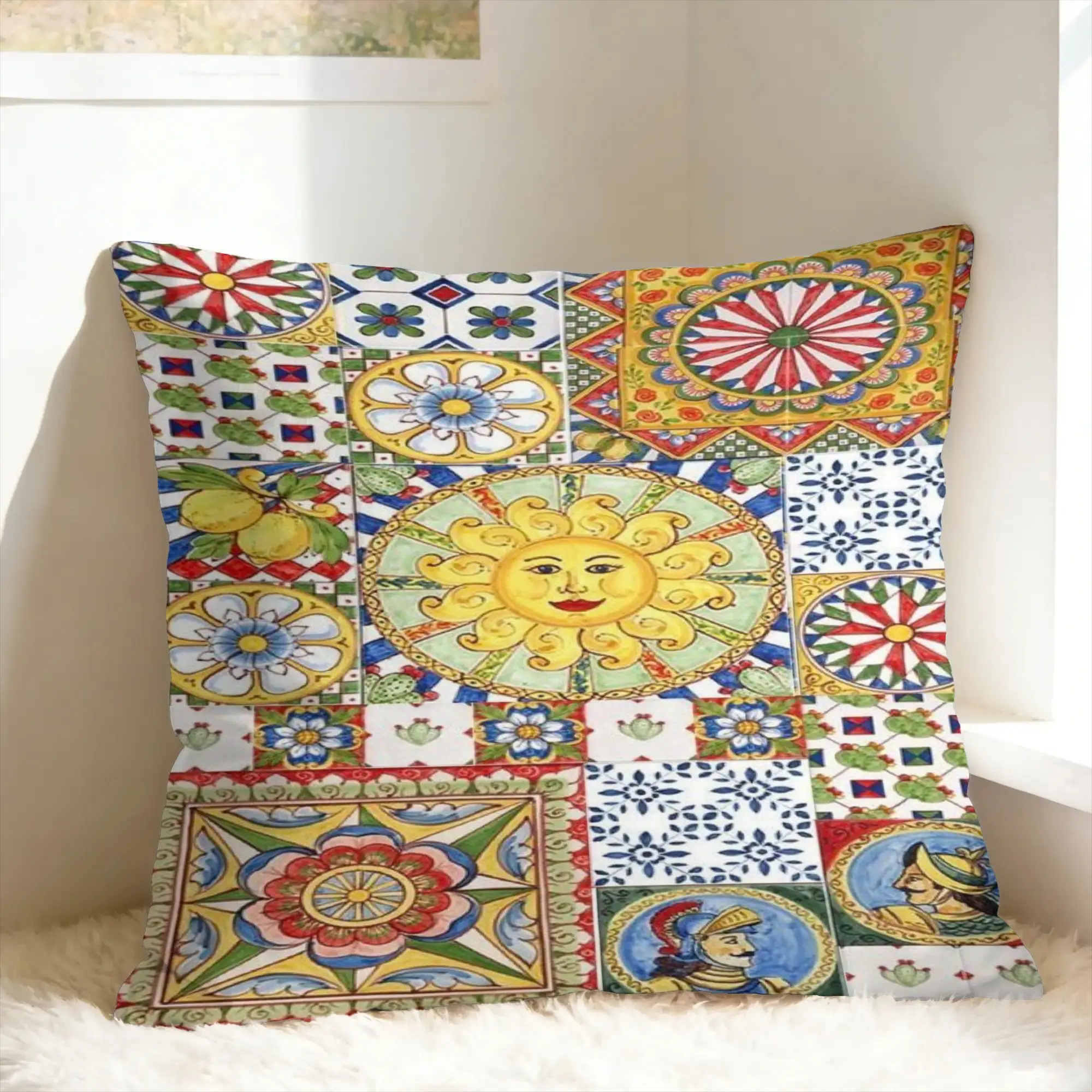 Italy Cute Print Sicilia Sicily Love Trinacria Pillow Case  Graphic Pillow Cover For Sofa Car Home Decor Kawaii Pillowcases