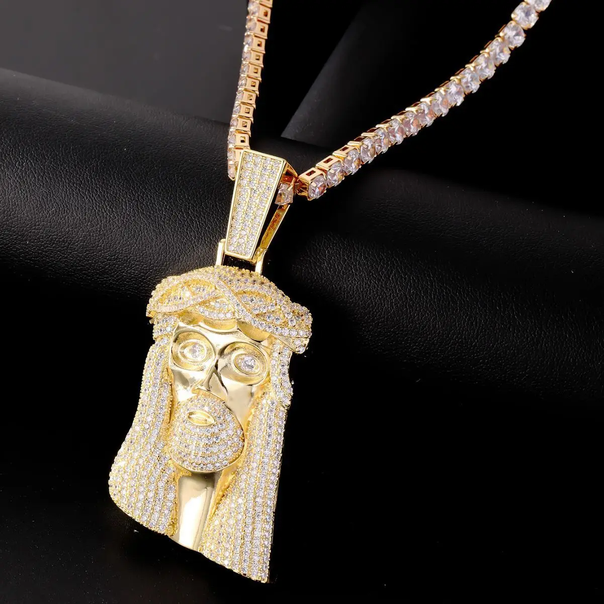 Joseph man's portrait pendant with micro inlaid zircon pendant, exaggerated hip-hop accessories