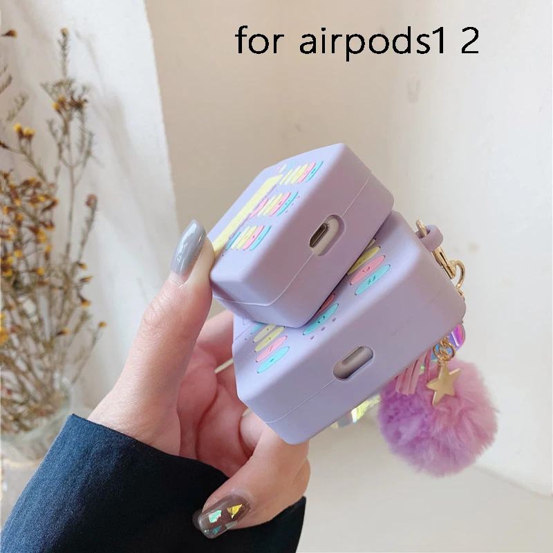 Bonito 3D Silicone Case para Apple Fone de ouvido, Kawaii Soft Protection Cover, 1, 2 fone de ouvido sem fio