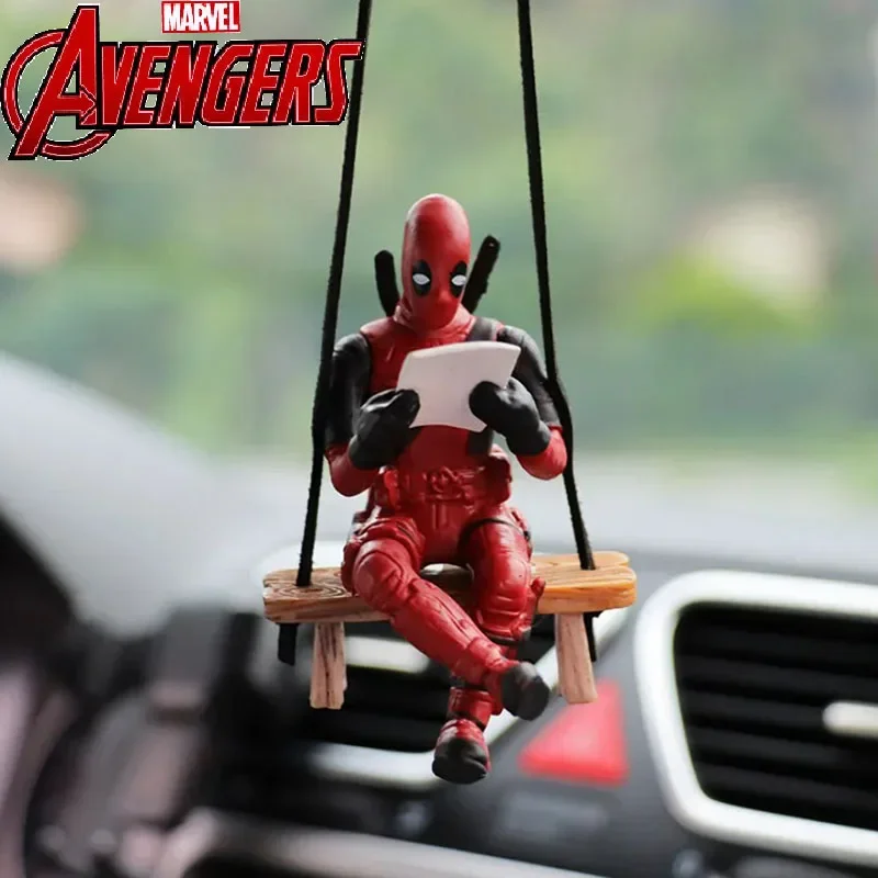 

Disney Cartoon Deadpool 3 Car Pendant Reading Car Rearview Mirror Pendant Marvel Interior Accessories Mini Model Toy Gift