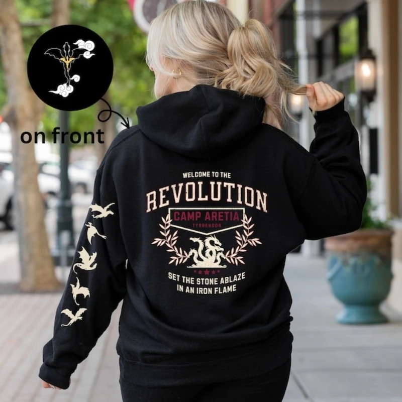 Iron Flame Hoodie Fourth Wing Special Edition Rebecca Book Fans Sleeve Dragons Tairn Emblem Warm Fit Long Sleeve Autumn Cozy