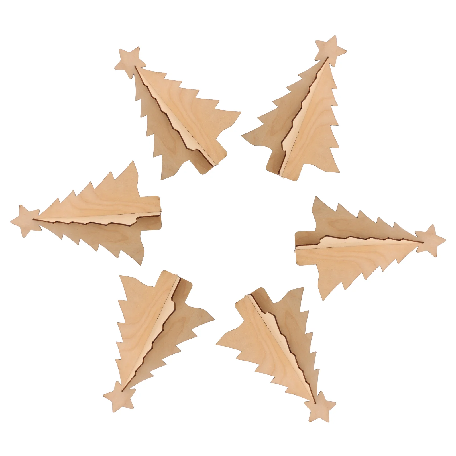 10 Pcs Wooden Christmas Tree Drawing Pendant Painting Ornament Graffiti Chips Decorative Xmas Unfinished Pendants Hanging Charm