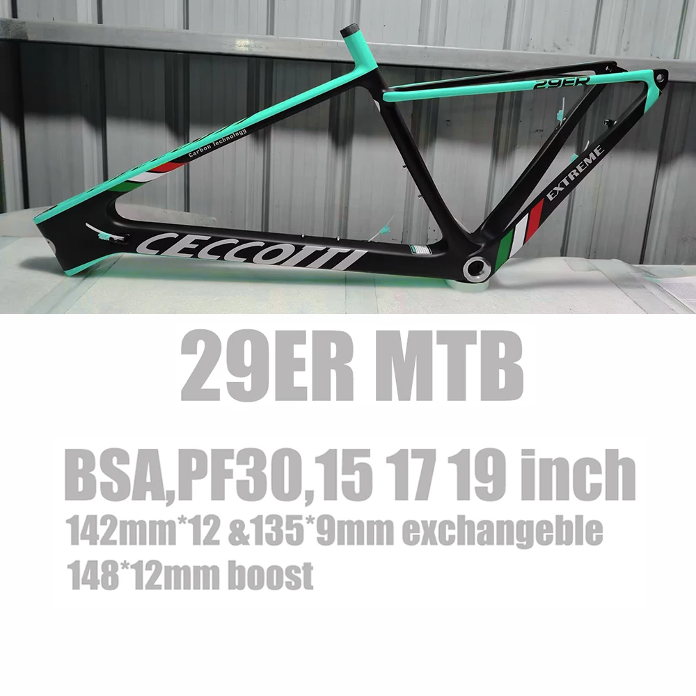 

CECCOTTI Carbon Frame MTB 29 Mountain Bike Hardtail Frames 148*12mm BOOST Bicycle Frame