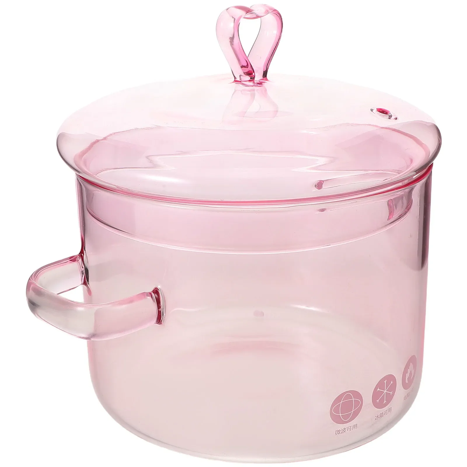 1900Ml Heart-Shaped Pink Borosilicate Glass Stew Pot for Soup Pasta Sauce Cooking Clear Heat-Resistant Simmer Pot for Stovetop