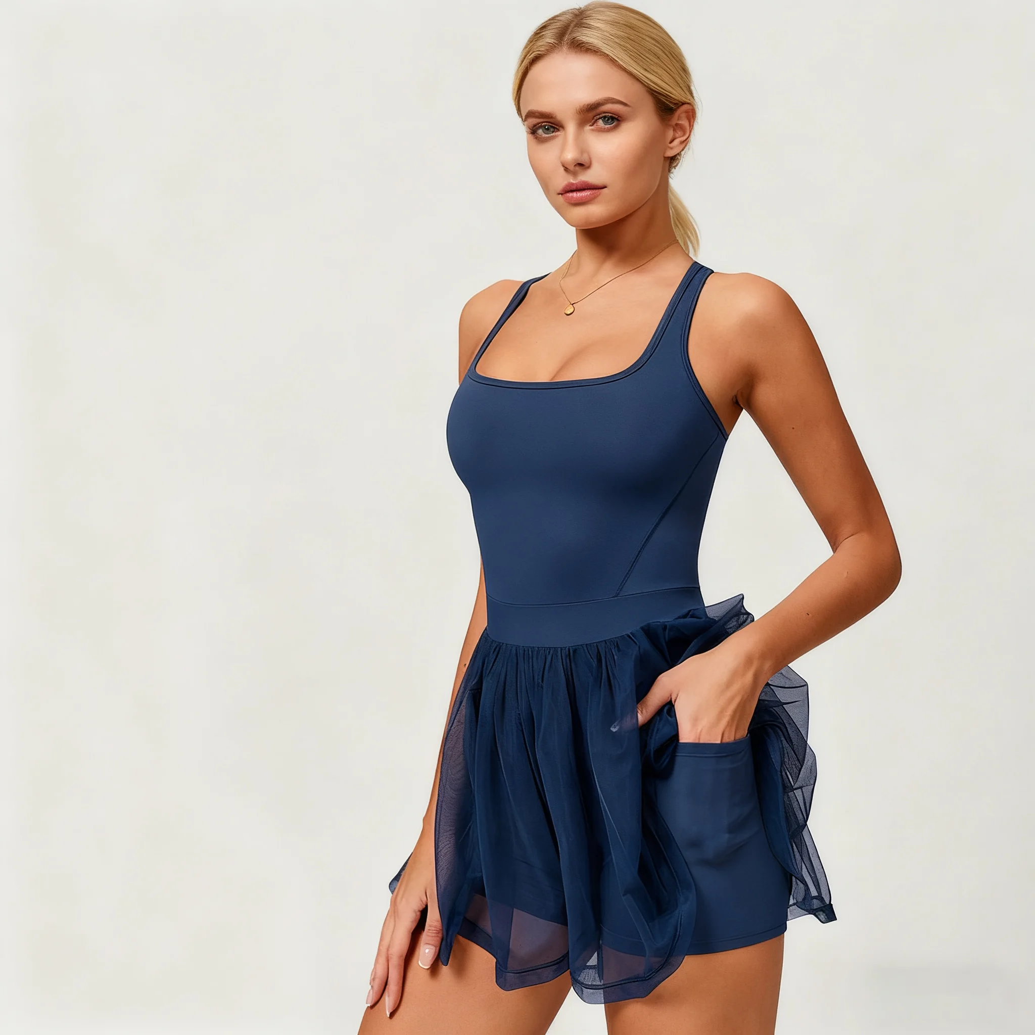 

Tennis Dress Women's Golf Wear Short Dresses Quick-Drying Sports Running Fitness Sportswear Tennis One Piece Dress