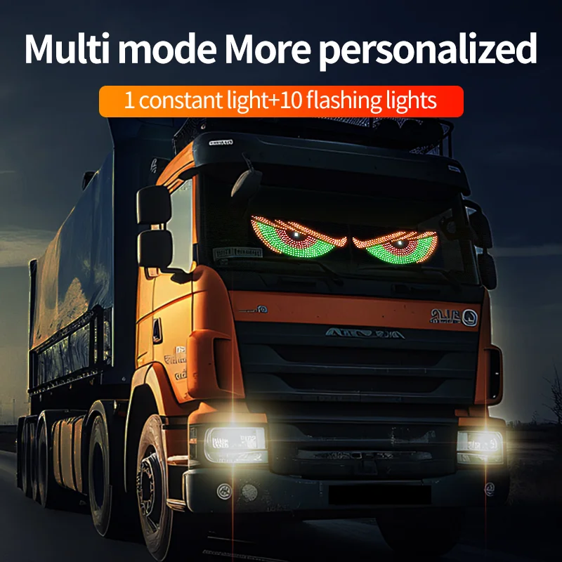 Truck Devil Eyes Light Modification Eye RGB Dynamic Animation Led Display Decor Pixel Panel Window Trim Lamp USB Multi-Mode Lamp