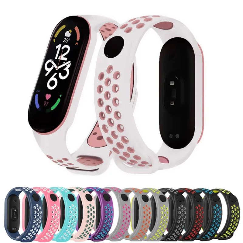 Sport Watch Bands For Xiaomi Mi Band 7 6 NFC Bracelet Silicone Smart wristband Miband 4 Belt pulseira correa mi band 3 4 5 strap