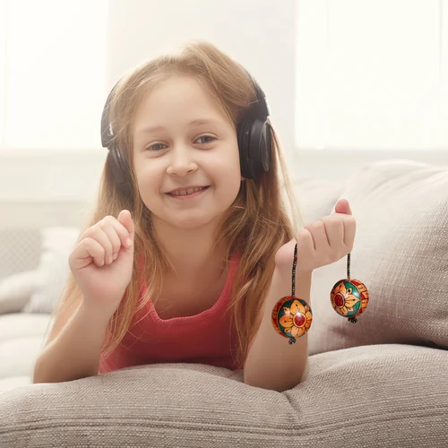 Imagen 2 del producto Aslatuas bolas rítmicas pintura a mano auténtica Aslatua ritmo africano Shaker de madera Kashaka Shaker mano africano Shakers